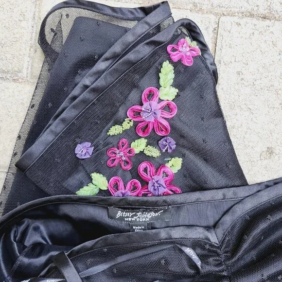 Betsey Johnson halter semi sheer lace tube dress textile art M textile art - Picture 2 of 3